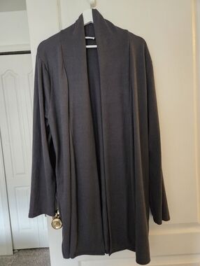 Open-Front Charcoal Gray Super Soft Cardigan